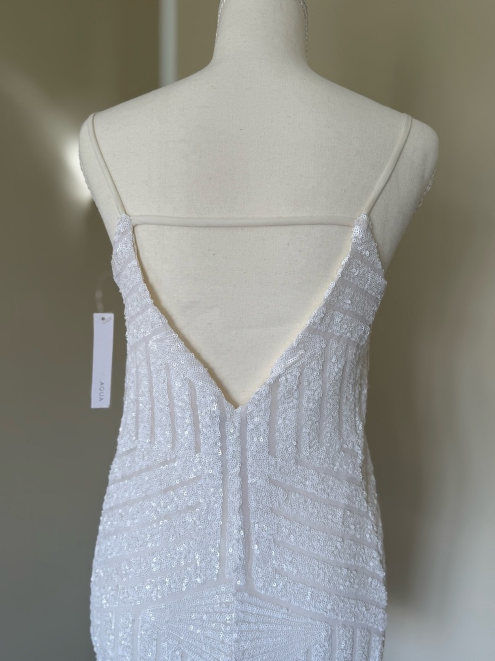 NEW Aqua mini dress White Sequin Spaghetti Straps wedding bride bridal engagemen - Picture 4 of 14